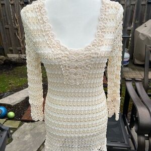 Elegant Sparkly Gold/Cream Lace Dress/Cover-up